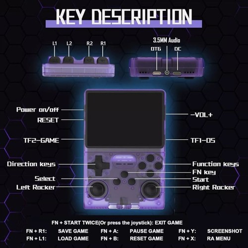 R36S 3.5" IPS Screen Retro Handheld Game Console Open Source PURPLE 15k+ Games! - Picture 15 of 16