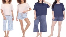 Honeydew Ladies' Soft Jersey Stretch 3-piece Pajama Set Wide Leg Capri NEW