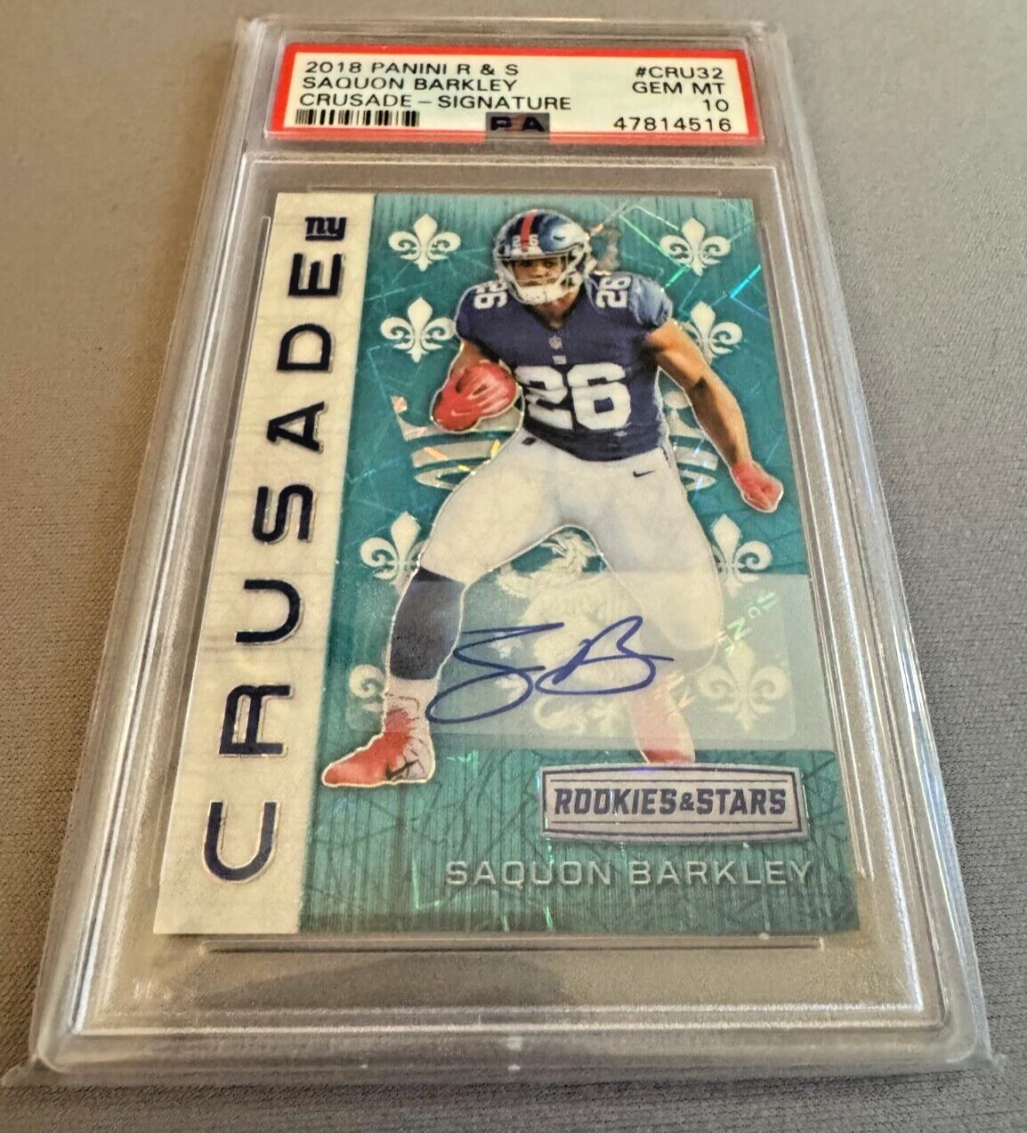 Saquon Barkley Panini Rookies & Stars Crusade #CRU32 Signature
