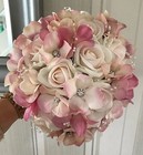 Wedding Flowers vintage style bouquets, blush roses & hydrangea embellishments