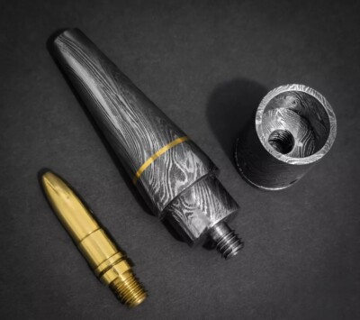 Premium Damascus Steel Handmade Bullet Pipe,Smoking Tools,Discreet Tobacco Pipe