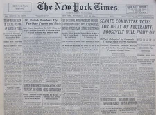 7-1939 WWII July 12 100 BRITISH BOMBERS FLY FAR OVER FRANCE AND BACK FOUR SQUAD