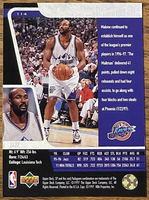 Karl Malone 1996-97 Upper Deck SP Card #114 Utah Jazz NBA HOF Free