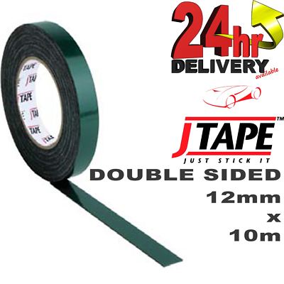 JTape 12mm X 10m Double-Sided Mounting Tape – Polyolefin, Green, For Trims, Badges, Body Mouldings