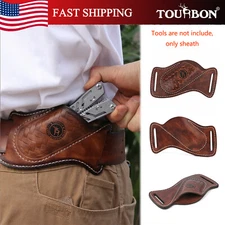 TOURBON Leather Folding Knife EDC Compact Belt Sheath Hunting Camping Gift in US