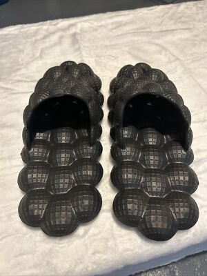 New Unisex Blk Comfort Flat Slip On Bubble Slides Sandals Sz  8 Lephyon