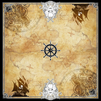 2 Player Cloth TCG Playmat Davy Jones Tan Stitched Border