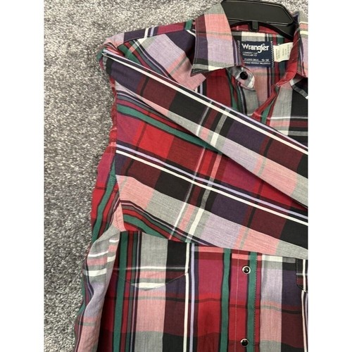 Vintage Wrangler Shirt Mens Size 16 Large Long Tails Pearl Snap Rancher Western - Picture 7 of 13