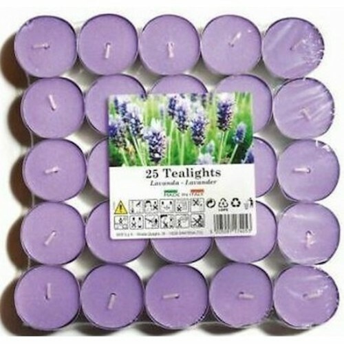 Price's Candles Aladino Scented Tea Lights Candles - Pack of 25 - Lavender
