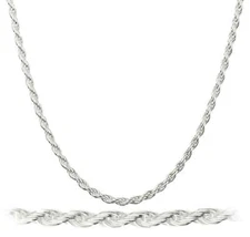 2MM Solid 925 Sterling Silver Italian DIAMOND CUT ROPE CHAIN Necklace Italy