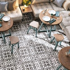 Traditional Pattern Porcelain Victorian Wall Floor Grey Black Tile Matt 45x45cm