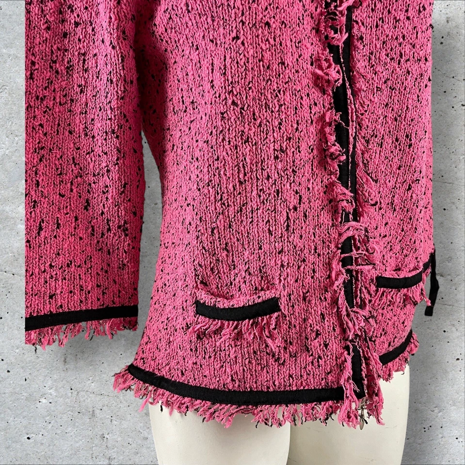 Suéter Lauren Hansen Mujer Grande Seda Algodón Rosa Negro Cremallera Completa Corazón T494 Foto 4 de 4