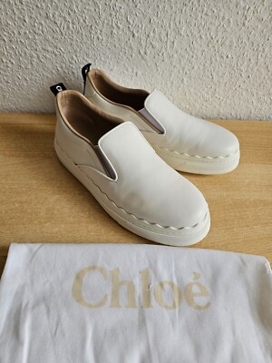 Chloé White Lauren Slip-On Sneakers Smooth Calfskin weiß EU 39 neu