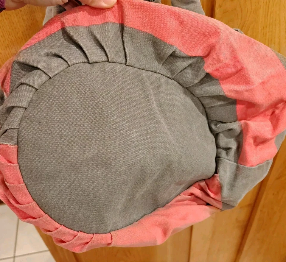 Vintage ROXY  Stripe Coral Gray Beach Tote Shoulder Carryall Weekend Bag B21 - Image 3 of 4