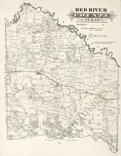 Map of Red River County Texas 16x20