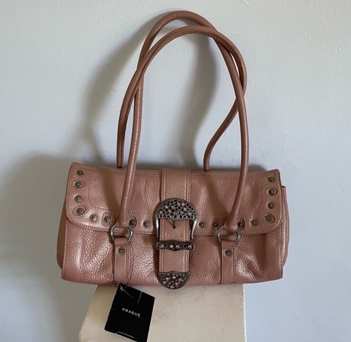 Brand New with Tags PRAGUE Dusty Rose Pink Leather Bag with Crystals Shoulder - Picture 3 of 14