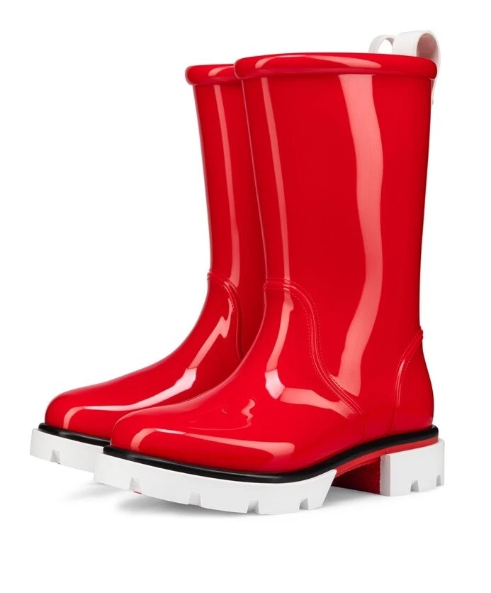 $555 NEW Christian Louboutin Girl's Pluie Rain Boots Red Size 33 US 1.5 - Image 2 of 4
