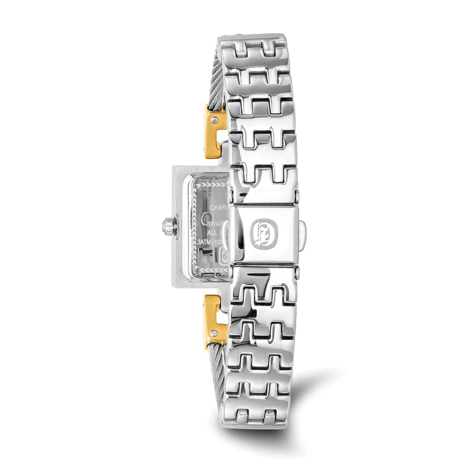 Charles Hubert 2-tone MOP Dial Stainless Steel Wire Bangle Watch - Image 3 of 4