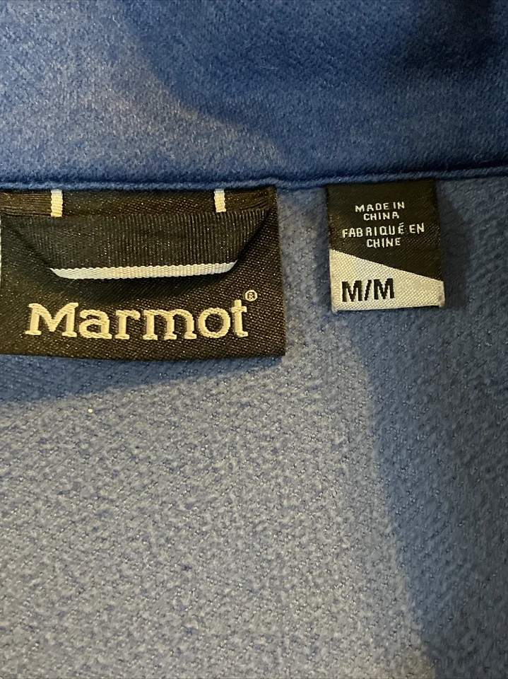 Chaqueta Marmot Para Hombre Azul Cremallera Completa Bolsillo en el Pecho Bolsillos con Cremallera Logo Elastizada Med Foto 4 de 4