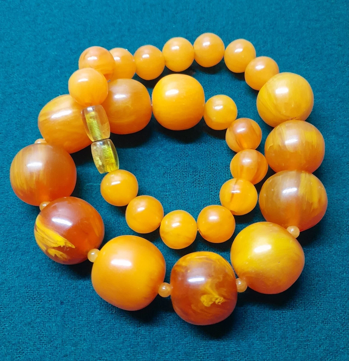 Vintage bakelite beads of the USSR yellow with a beautiful inner