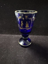 19th Century Cobalt Blue Glass Goblet Biedermeier Period, Austria circa 1835