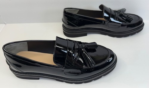 STUART WEITZMAN Adrina Leather Tassel Loafers Women's Size 10B Black - Picture 4 of 8