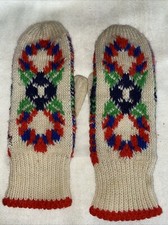 1960-70  s Vintage Colorful Knotted Mittens Adult Small Or Large Kids
