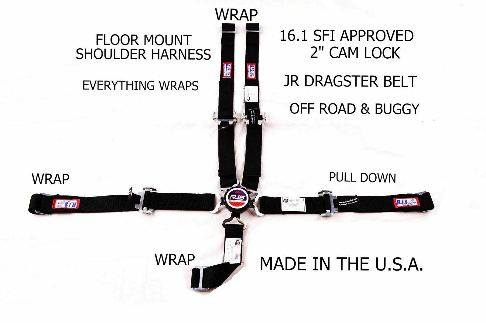 RJS RACING SFI 16.1 5PT 2" CAM LOCK JR DRAGSTER HARNESS BELT