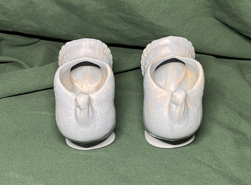 Vintage Small Turkey Shaped Light Blue Bud Vase Almost 4" Tall - Set of Two