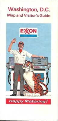1974 EXXON OIL Road Map WASHINGTON DC Georgetown White House Pentagon Embassies