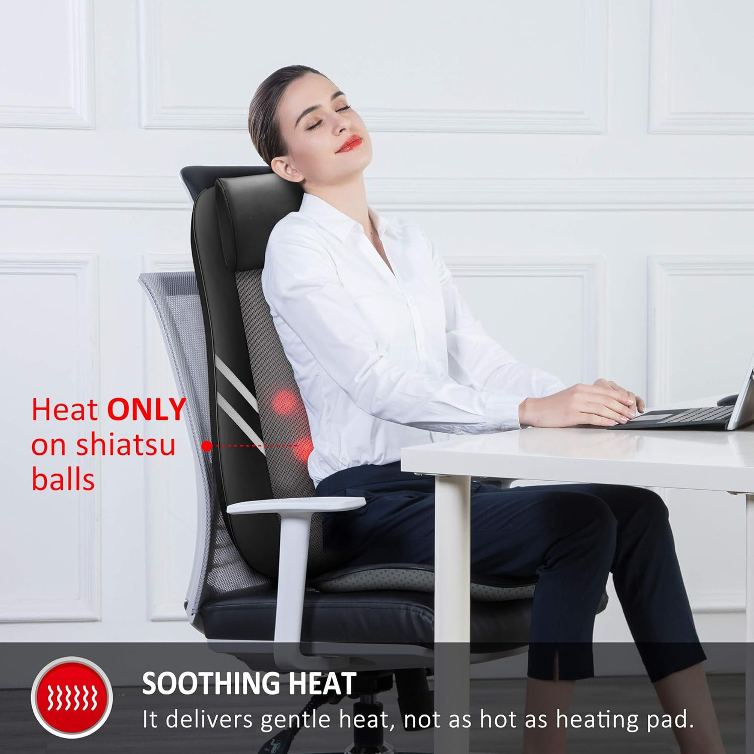 Back Massager with Heat,Shiatsu Massage Seat Cushion,8 Flexible Nodes Massage fo