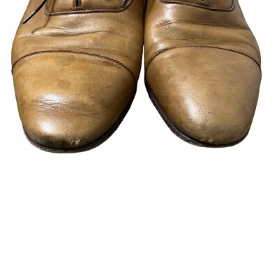 Brioni Tan Cap Toe Supple Leather Business Dress Shoes Mens 
