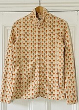 Uniqlo Women’s Orla Kiely Orange Flower Print Zip Fleece Jacket L Uk 14 Eu 42