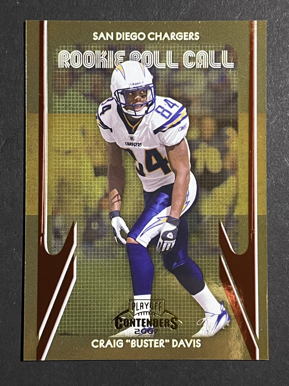 2007 Playoff Contenders Craig “Buster” Davis Rookie Roll Call #/1000 - Chargers