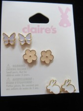 New Claires Stud Pierced Easter Earrings 3 Pairs 