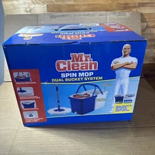 Mr. Clean Spin Mop Dual Bucket System Separates Clean & Dirty Water