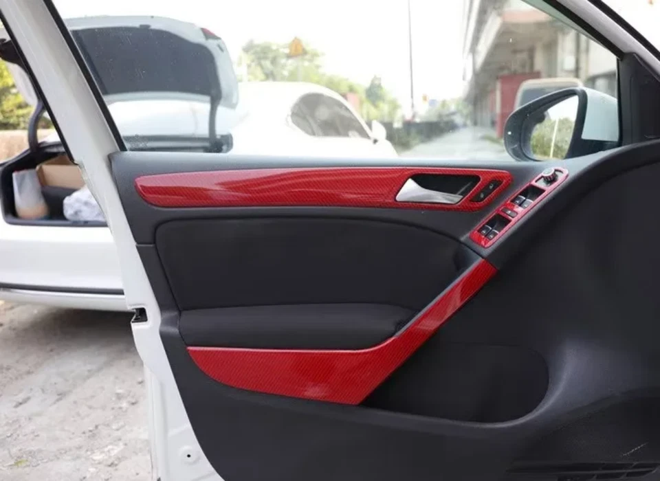 25PCS Red Carbon Fiber Car Interior Kit Cover Trim For Volkswagen Golf 2010-2012 Foto 4 de 4