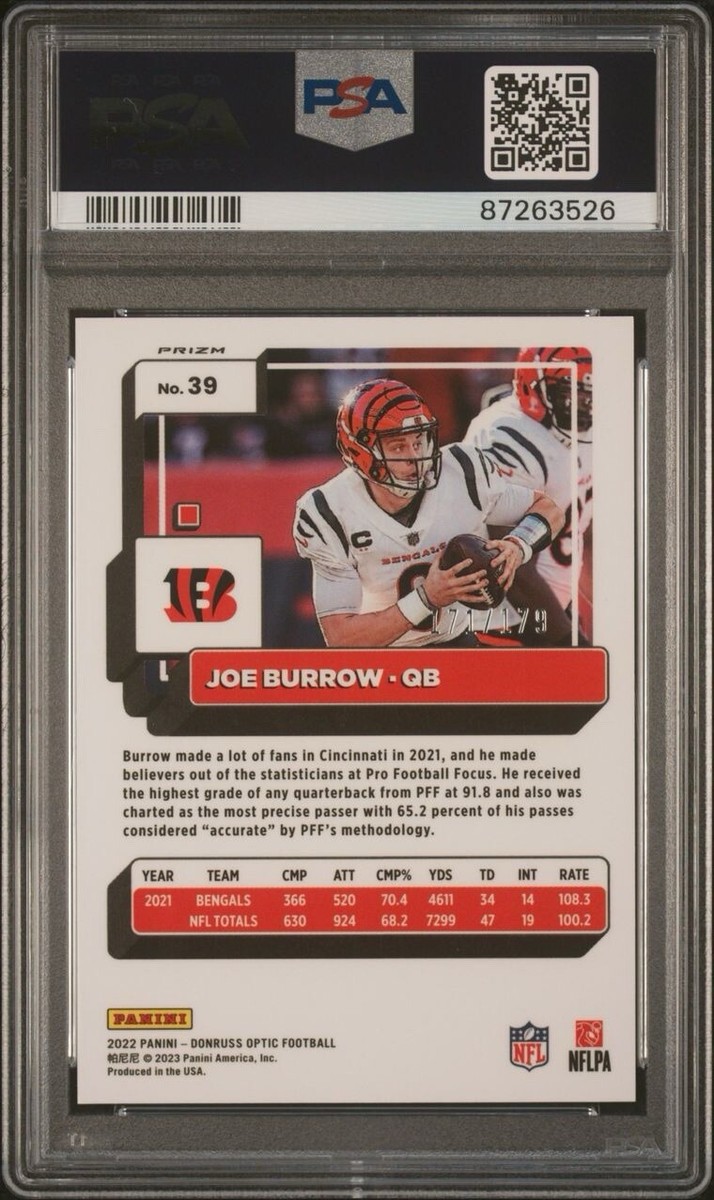 2022 Panini Donruss Optic - Joe Burrow #39 Blue Prizm /179 for