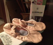 Girls Ballet Slippers By S.lemon. Pink with Suede Leather Split Sole Sz 29. NEW 