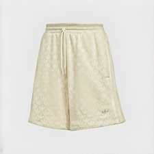 Adidas Women  s Size Small Monogram Shorts French Terry IJ6000 Beige NWT
