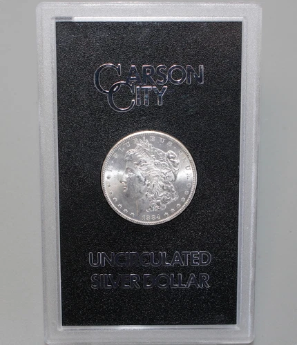 1884 CC Morgan Silver Dollar Uncirculated Carson City Coin $1 GSA Holder