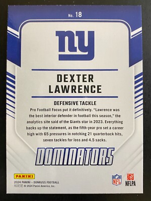 Dexter Lawrence 2024 Donruss Football Dominators New York Giants