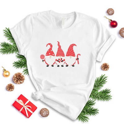 Gonk Gnomes Candy TShirt Ladies Merry Christmas Celebration XMAS Costumes T Tops