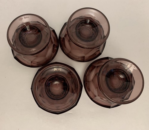 4 Viking Glass Amethyst Georgian Pattern Footed Sherbet Custard Dessert Cups - Picture 5 of 8