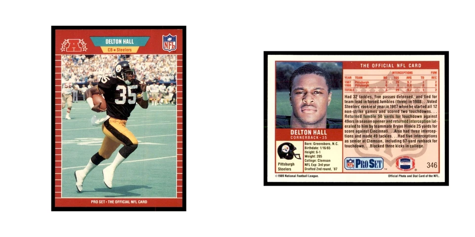Delton Hall 1989 Pro Set #346 Football Cards Football Card NM - Image 3 of 3