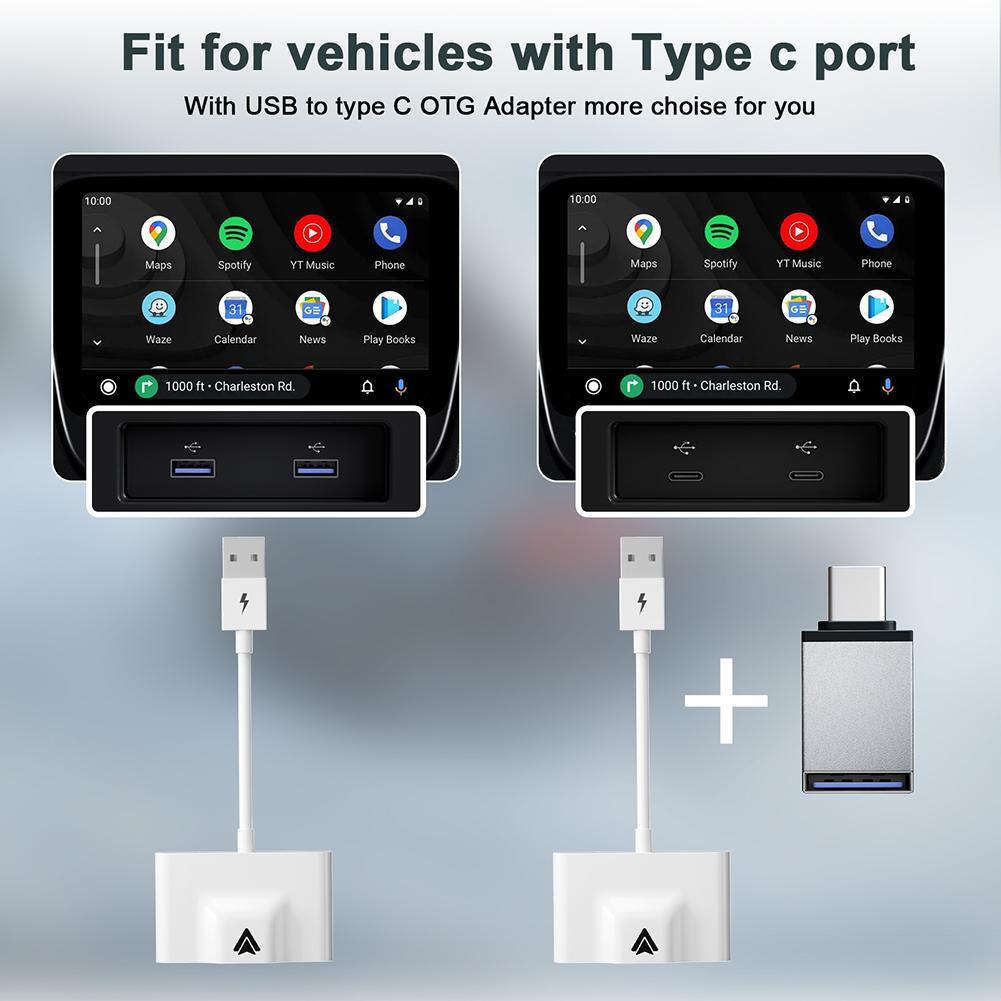Auto Car Adapter USBC Wired To Wireless Carplay for Android Auto (B