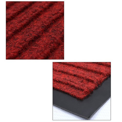 40x60cmPVC Double Stripe Design Entrance Rug Floor Mats Washable Indoor Dark Red - Picture 12 of 13
