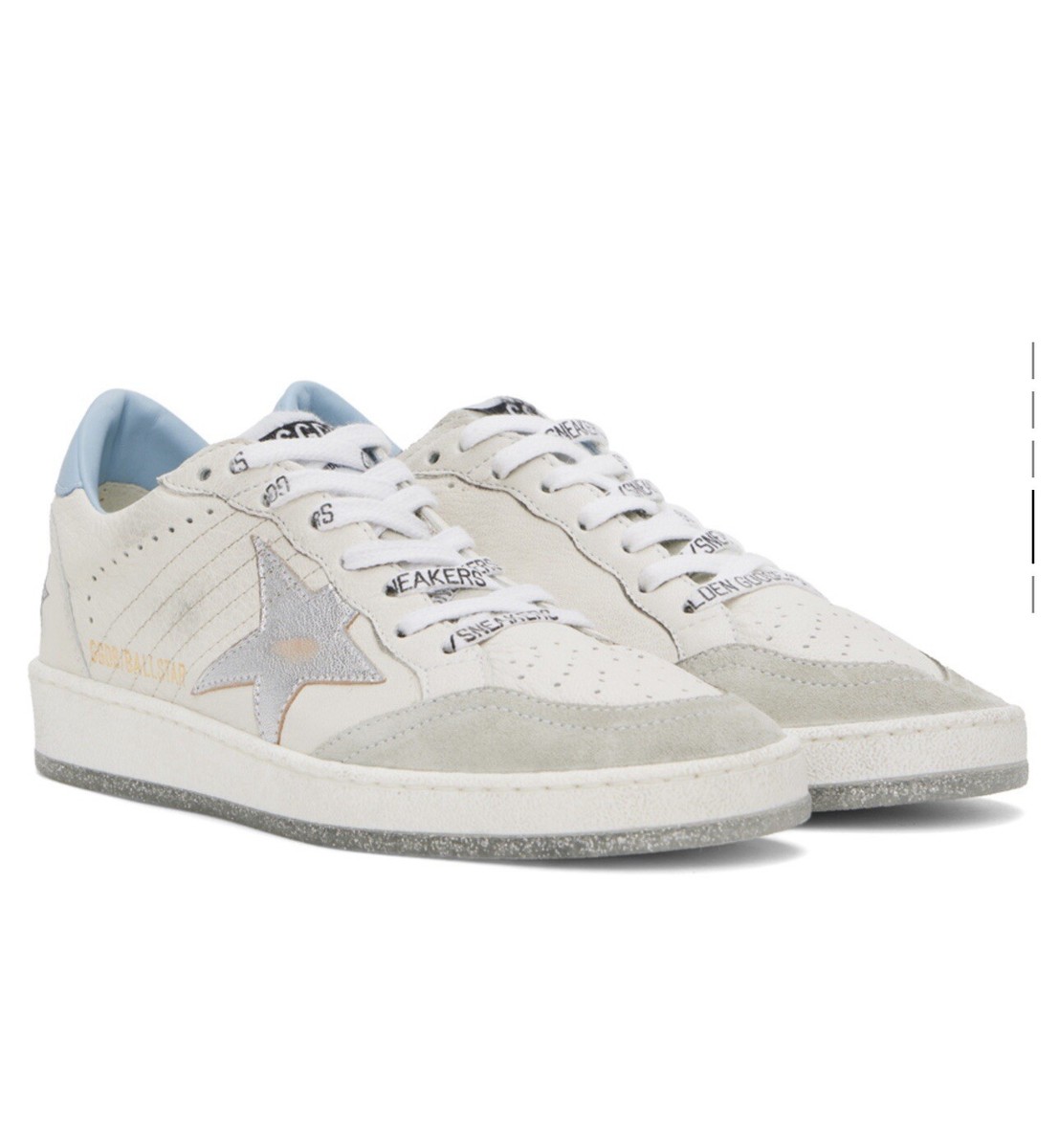 Golden Goose Ball Star Sneakers White Blue Fog, Silver NIB