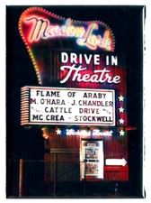 Vintage Auto Drive-In Theater Sign Night Fridge Magnet 2.5 x 3.5" metal wrapped