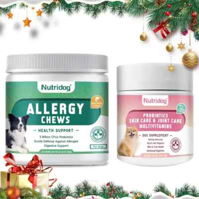 Dog Allergy Relief, Itch Relief and Multivitamin Chewable Tablets for All Dogs